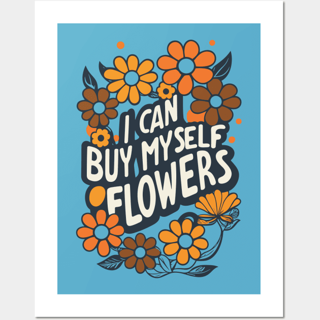 I can by myself flowers, vintage retro design Wall Art by craftydesigns